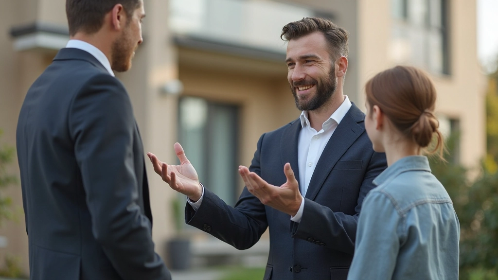 Профессиональный риэлтор показывает жилой дом потенциальному покупателю